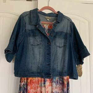 One World cropped jean jacket
